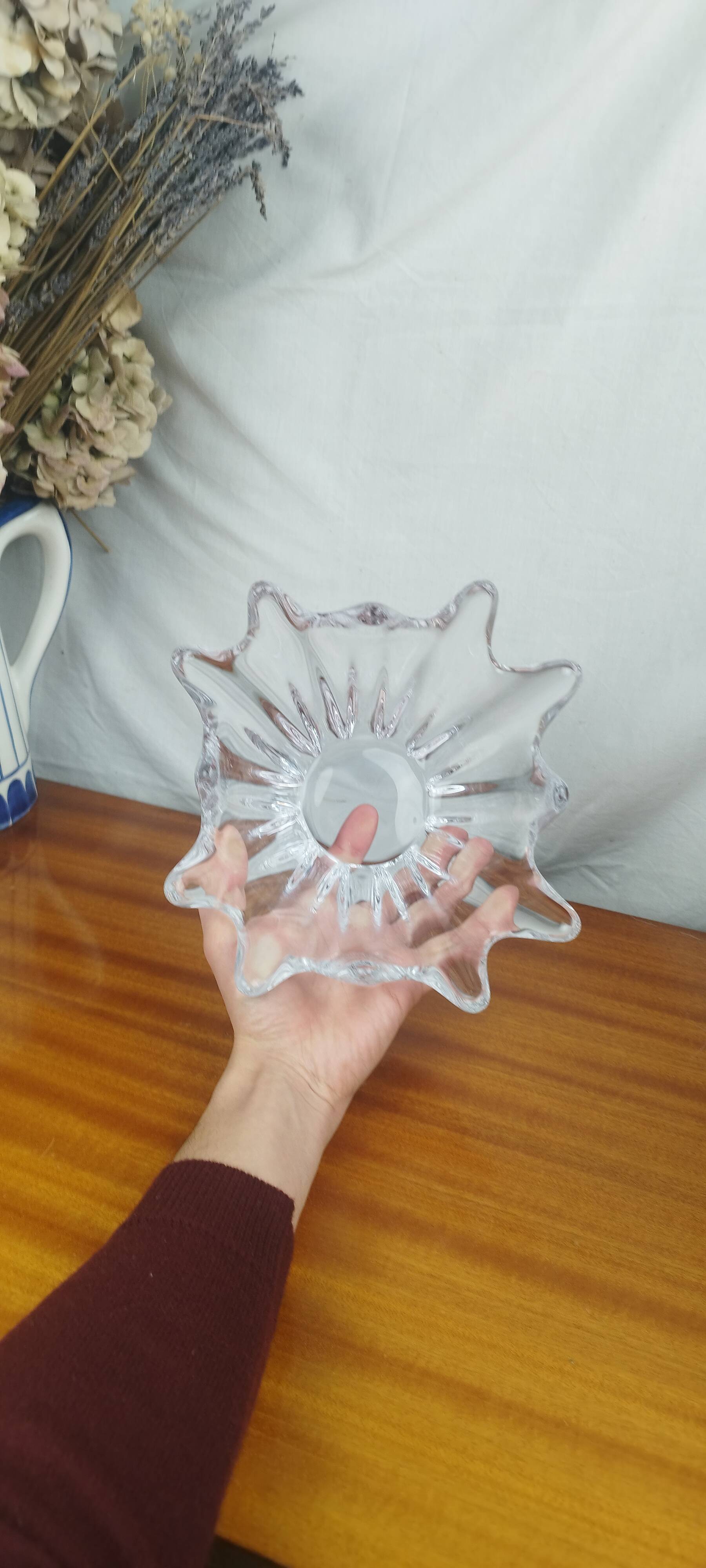 Daum France Crystal Starfish Fruit Bowl, Vintage 70s