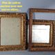Old square frame 27x27 foliage 24x24 cm gilded stucco wood + glass SB113