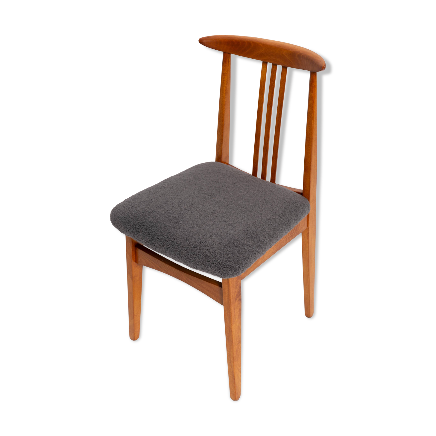 Beech chair with graphite boucle upholstery by M. Zielinski, Europe, 1960