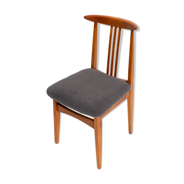 Chaise en hêtre avec revêtement bouclé graphite par M. Zielinski, Europe, 1960