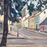 Malte Särlöv, Swedish Modern Landscape, 1950s, Oil on Panel, Framed