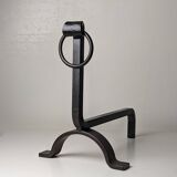 Pair of modernist wrought iron andirons - 1950s