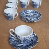 6 coffee cups + saucers "the hunter by myott" mande in england