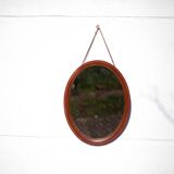 Miroir oval vintage, miroir à suspendre, miroir bois marqueté , miroir mural, décoration murale