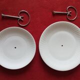 Set of two white porcelain cake stands, former royal factory, Limoges