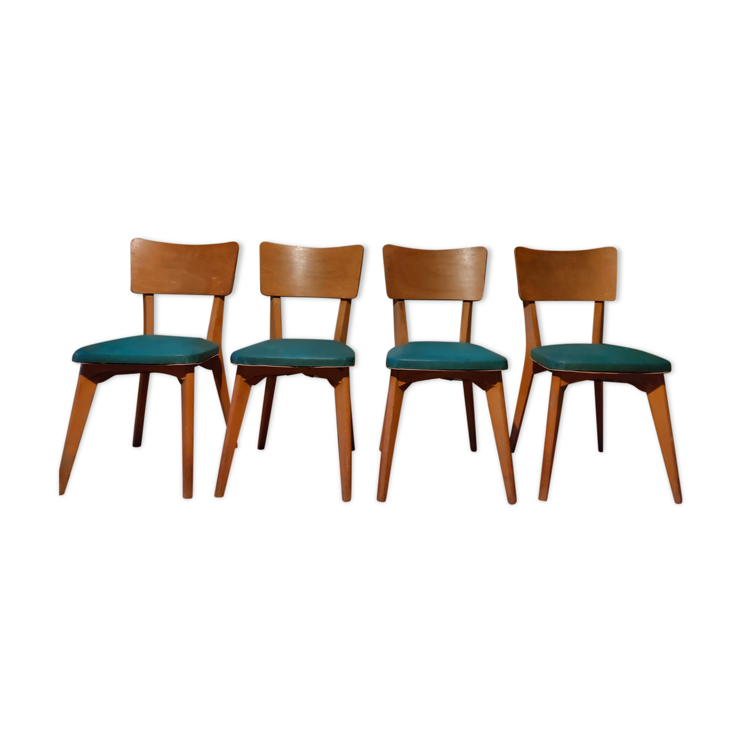 Set of 4 blue skai chairs