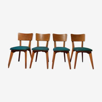 Set of 4 blue skai chairs