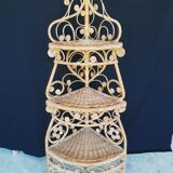 Étagère d'angle rotin peacock vintage