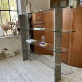 Roche Bobois stone and glass sculpture shelf 1970s