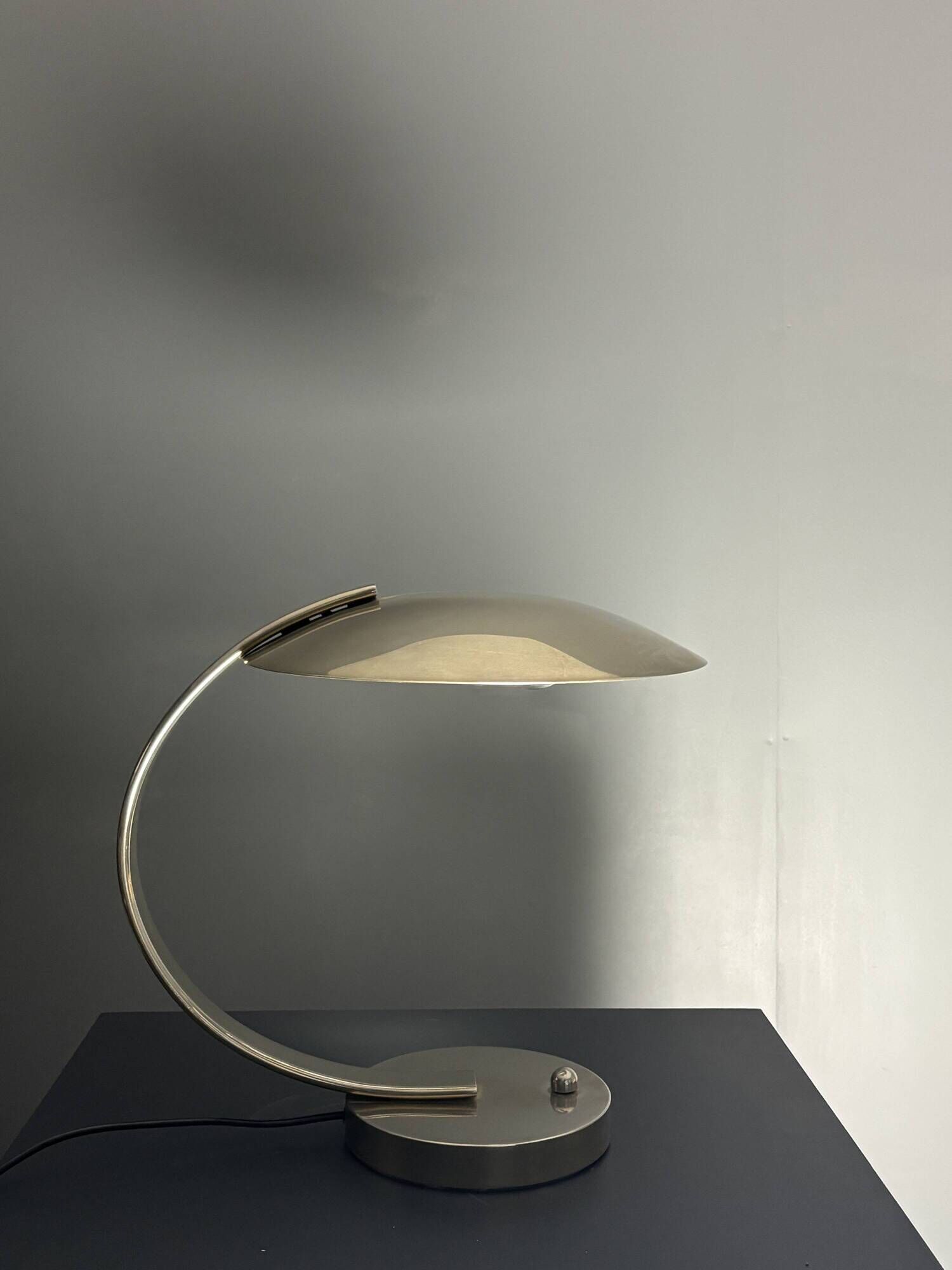 Art deco modernist arc desk or table lamp by Disderot, Soka, France, 1970s