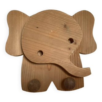 Wooden elephant children's coat rack