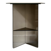 Console vintage en verre fumé et texturé marron organique, design 70