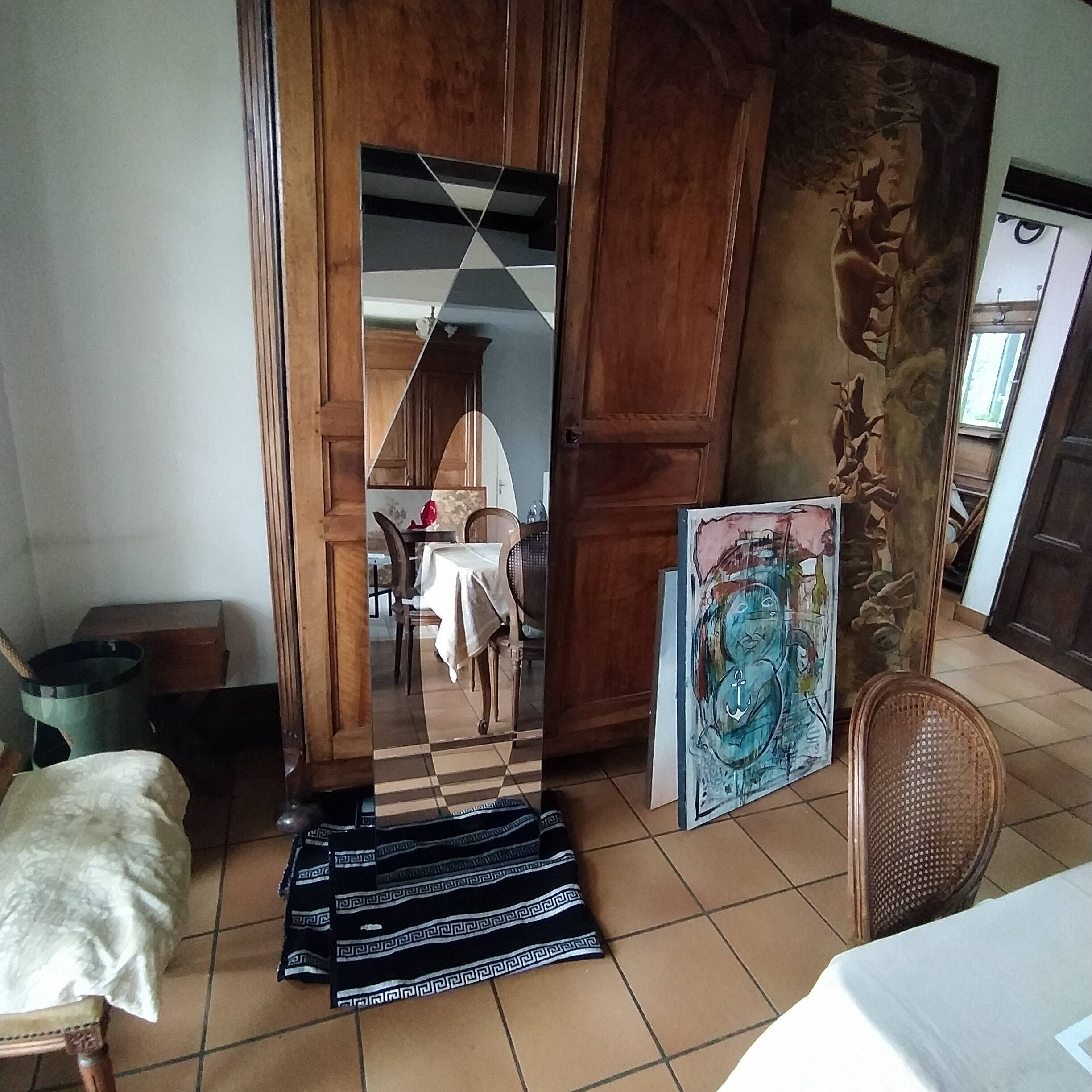 miroir XXL vintage 1960 designer Jacques Hitier pour Marly Frères