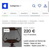 Antique lamp lectern in the shape of a harp - Louis XIV style