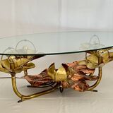 Sculptural coffee table with lighting by Henri Fernandez, France 70s