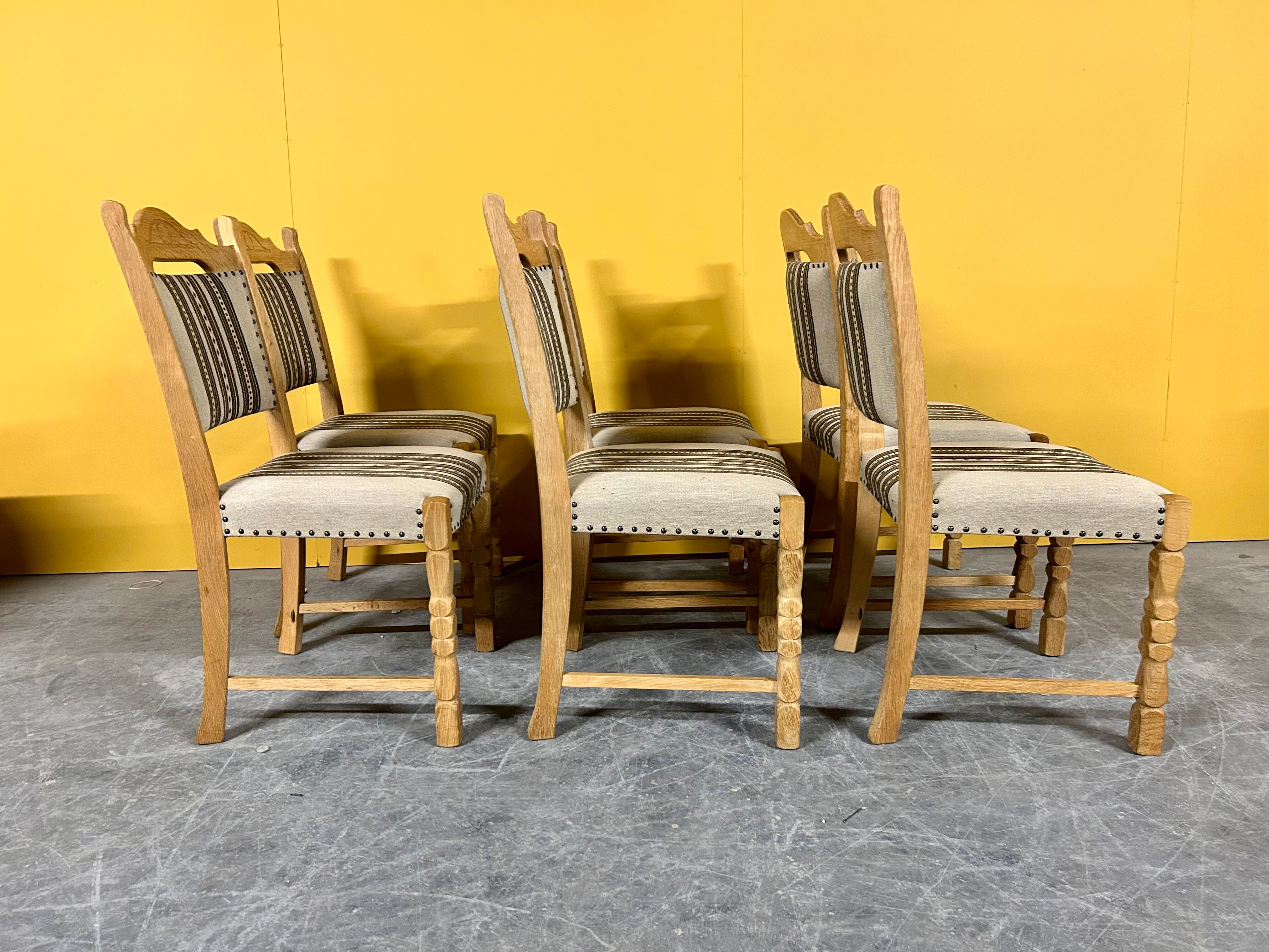 Danish vintage set of 6 oakwood dining chairs