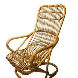 Vintage, large rattan armchair from the 1970s.