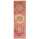 Vintage Turkish hand-knotted wool cotton pink runner rug 92x290