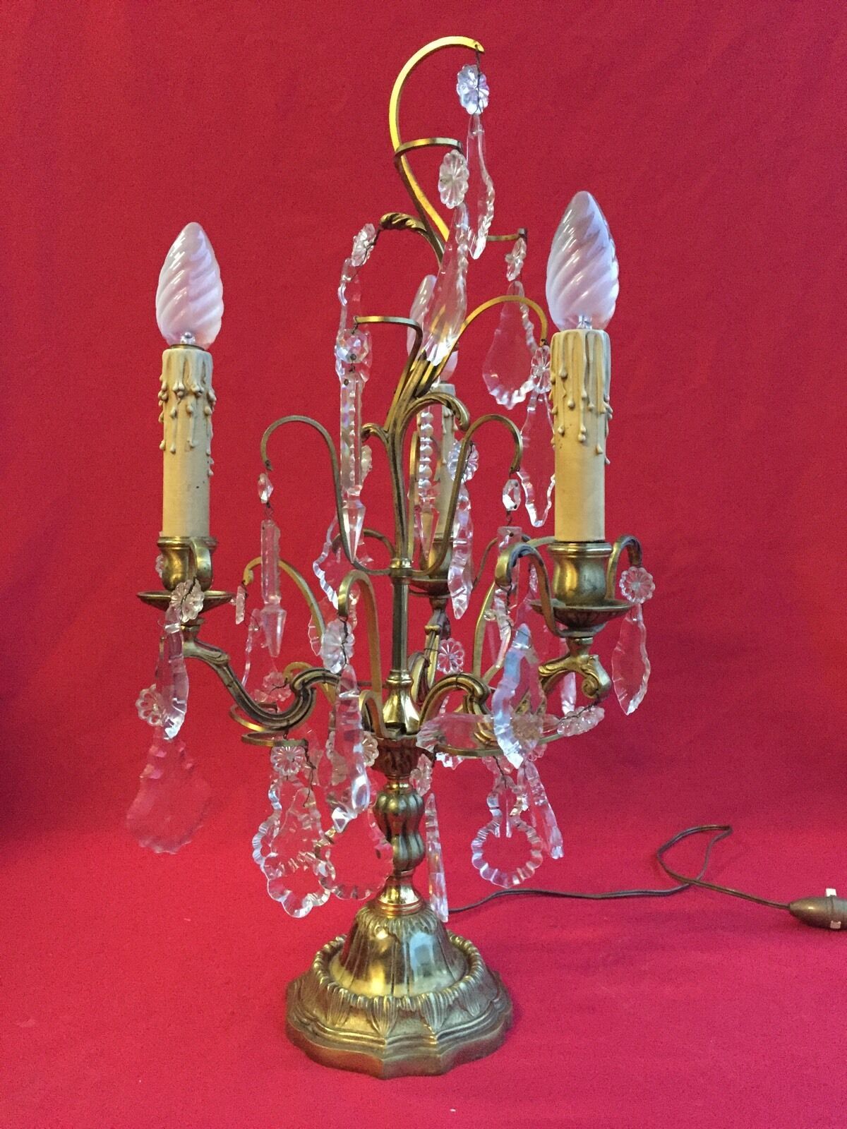 Pair of crystal tassels with bronze frame