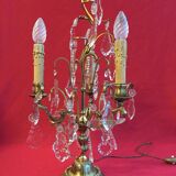 Pair of crystal tassels with bronze frame