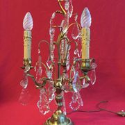Paire de girandoles à pampilles cristal avec armature bronze