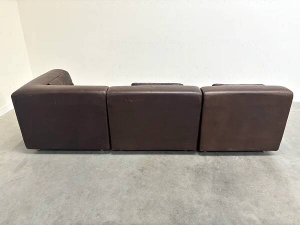 Large leather modular lounge sofa, 1970s