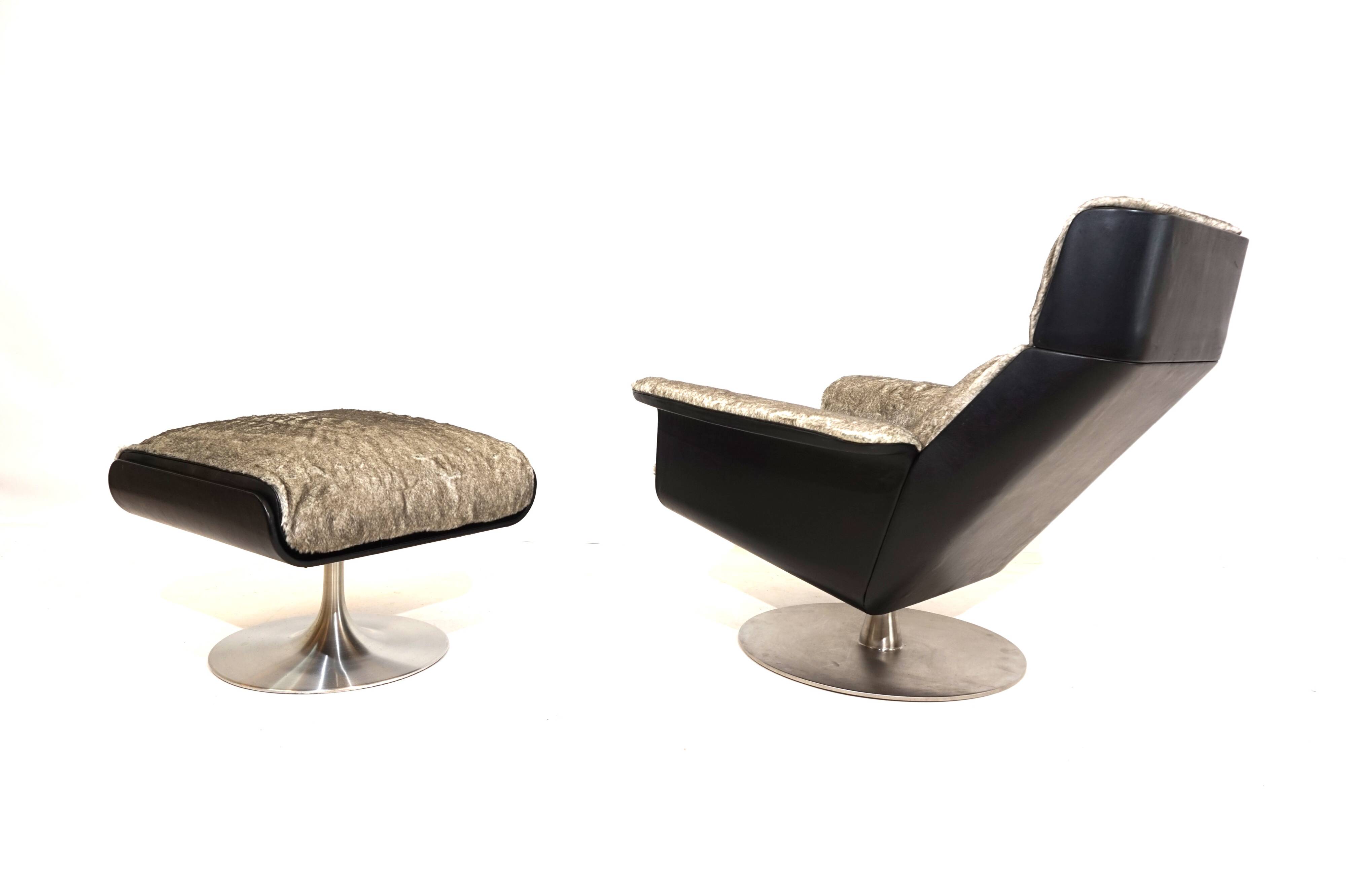 Fauteuil lounge Kaufeld Siesta 62 avec pouf par Jacques Brule