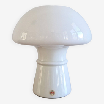 Lampe de table champignon en verre blanc pour Odreco Belysning, Danemark années 1980