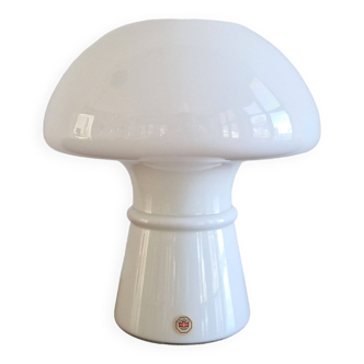 White glass mushroom table lamp for Odreco Belysning, Denmark 1980's