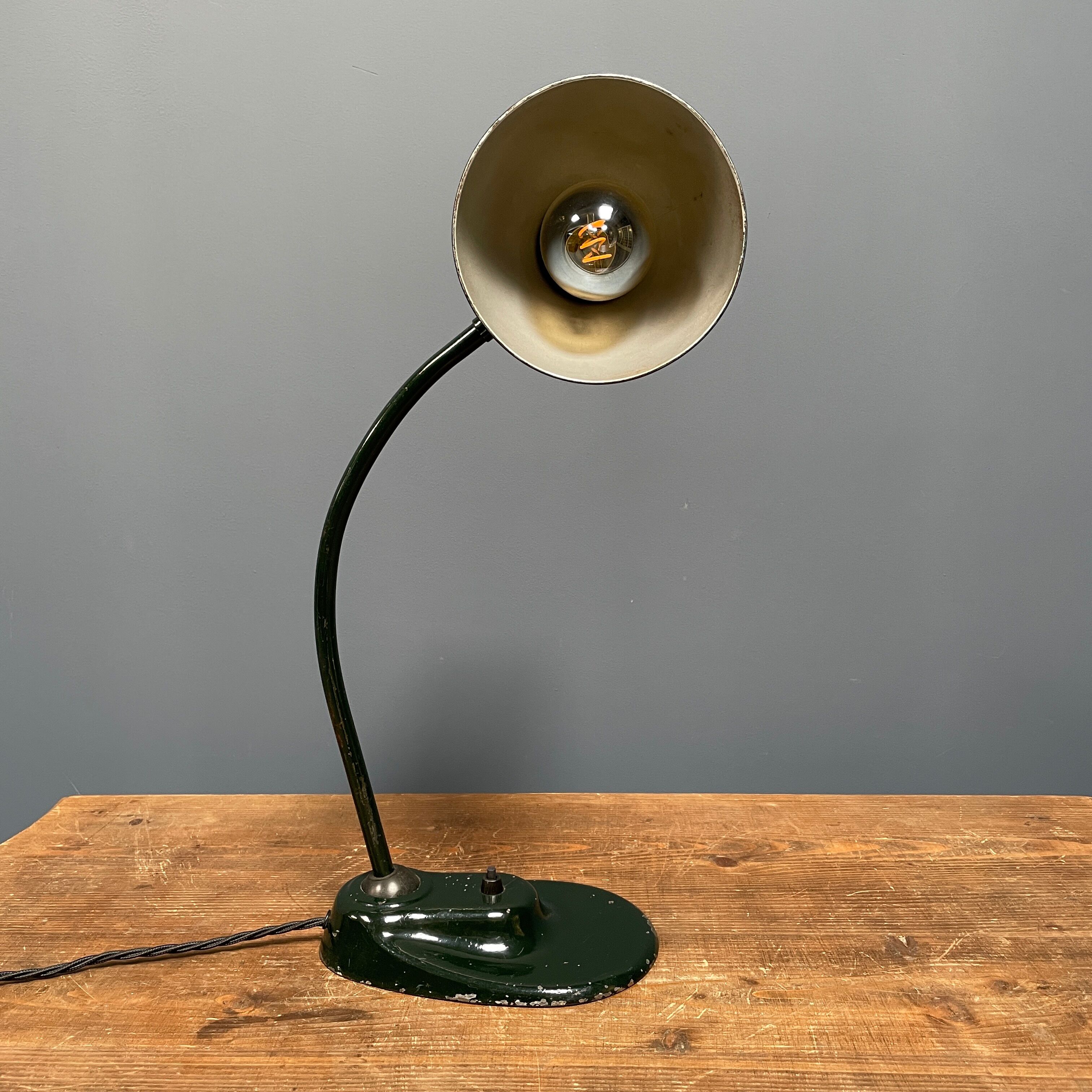 Dark green Kandem Bauhaus desk lamp model 1087 from the 1930s