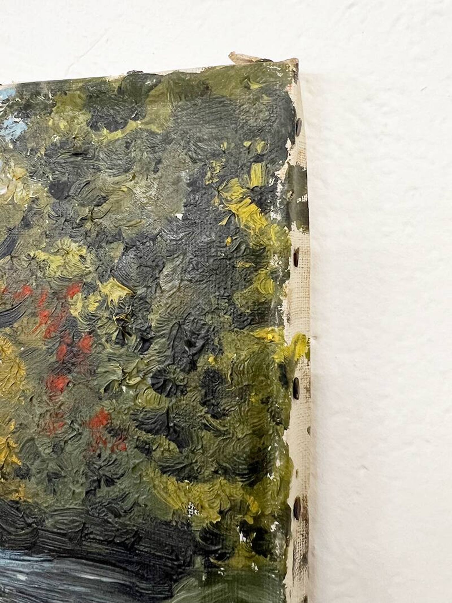 Tableau "Bord de rivière", huile sur toile