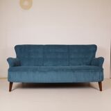 Artifort sofa petrol blue ribcord by Theo Ruth