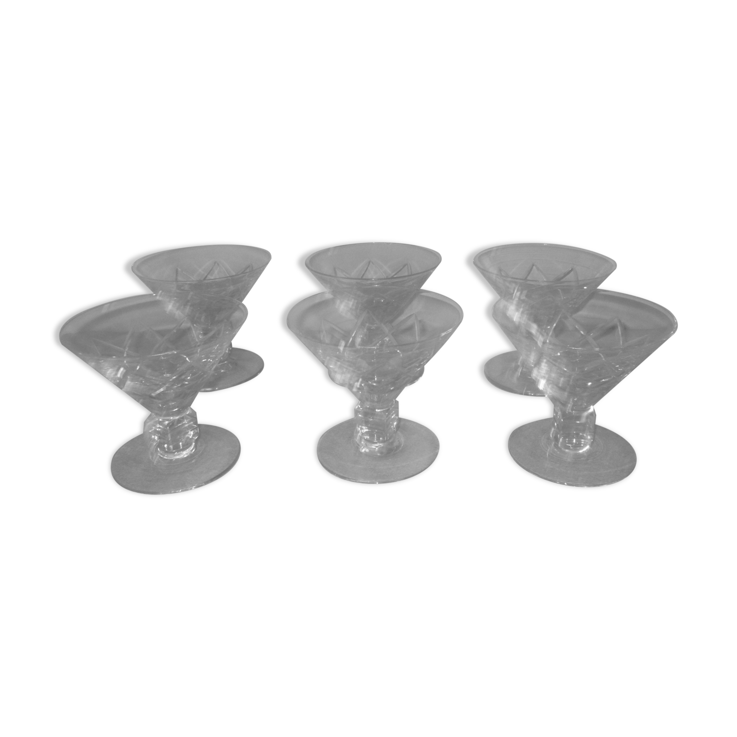 6 old champagne glasses