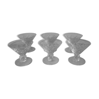 6 old champagne glasses