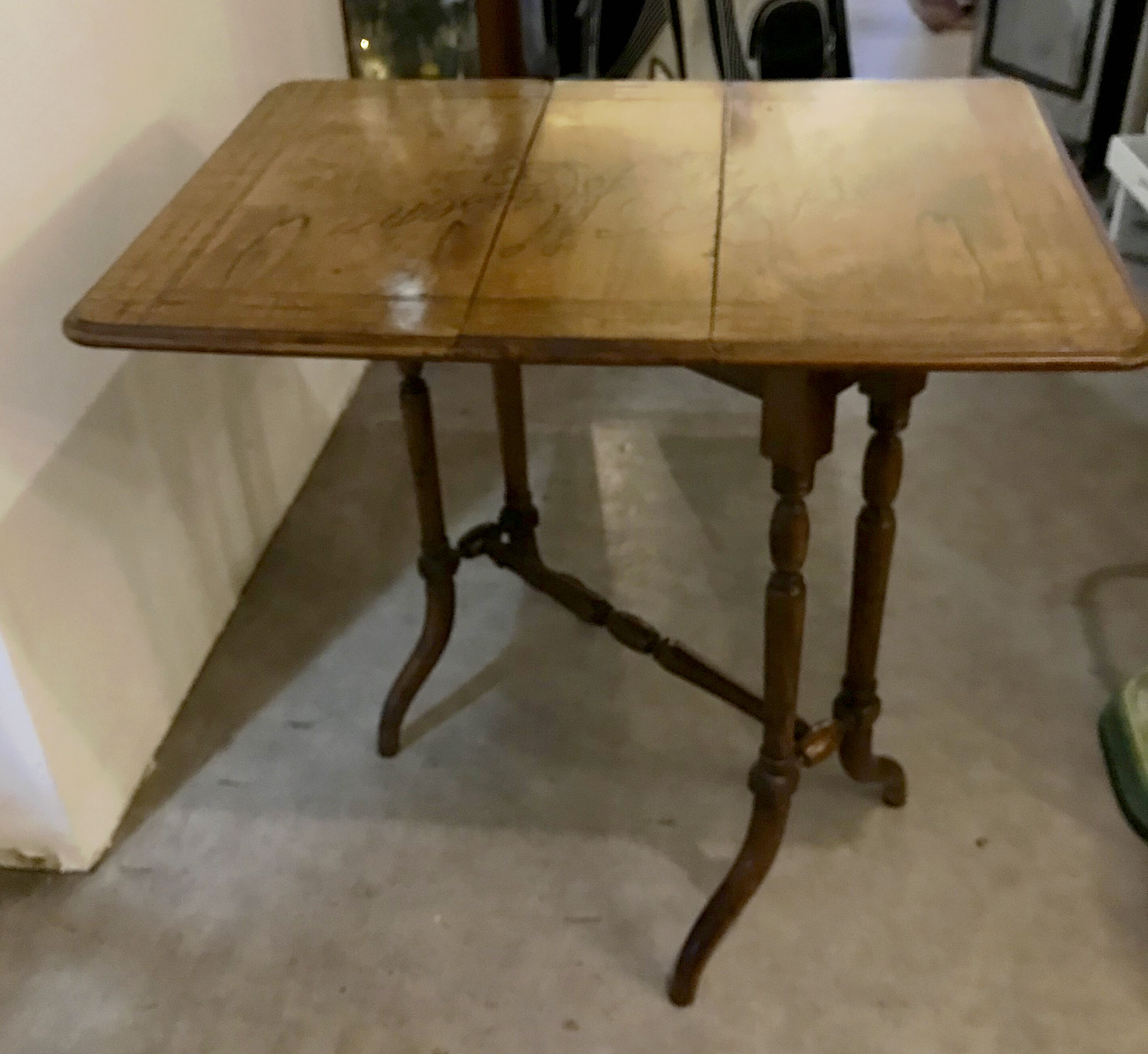 Napoleon iii walnut shutter table with marquetry villa massena nineteenth era
