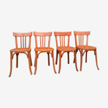 4 antique bistro chairs in curved wood