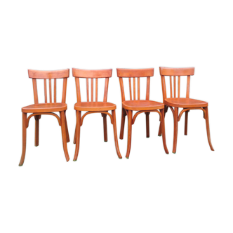 4 antique bistro chairs in curved wood
