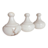 Art Deco Alabaster Set of Three Lidded Urns, Hand-Carved in Spain
