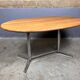Vintage Dining Table Oval Chrome Solid Oak