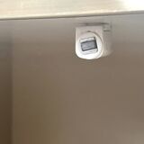 Low ivory lacquered enfilade, smoked mirror & brass JC Mahey, design 1970.