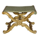 Folding stool with X-frame, carved golden wood, 19th century.