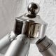 Large vintage floor lamp base in chrome metal and brushed aluminum