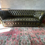 Chesterfield English green 3 seater genuine leather