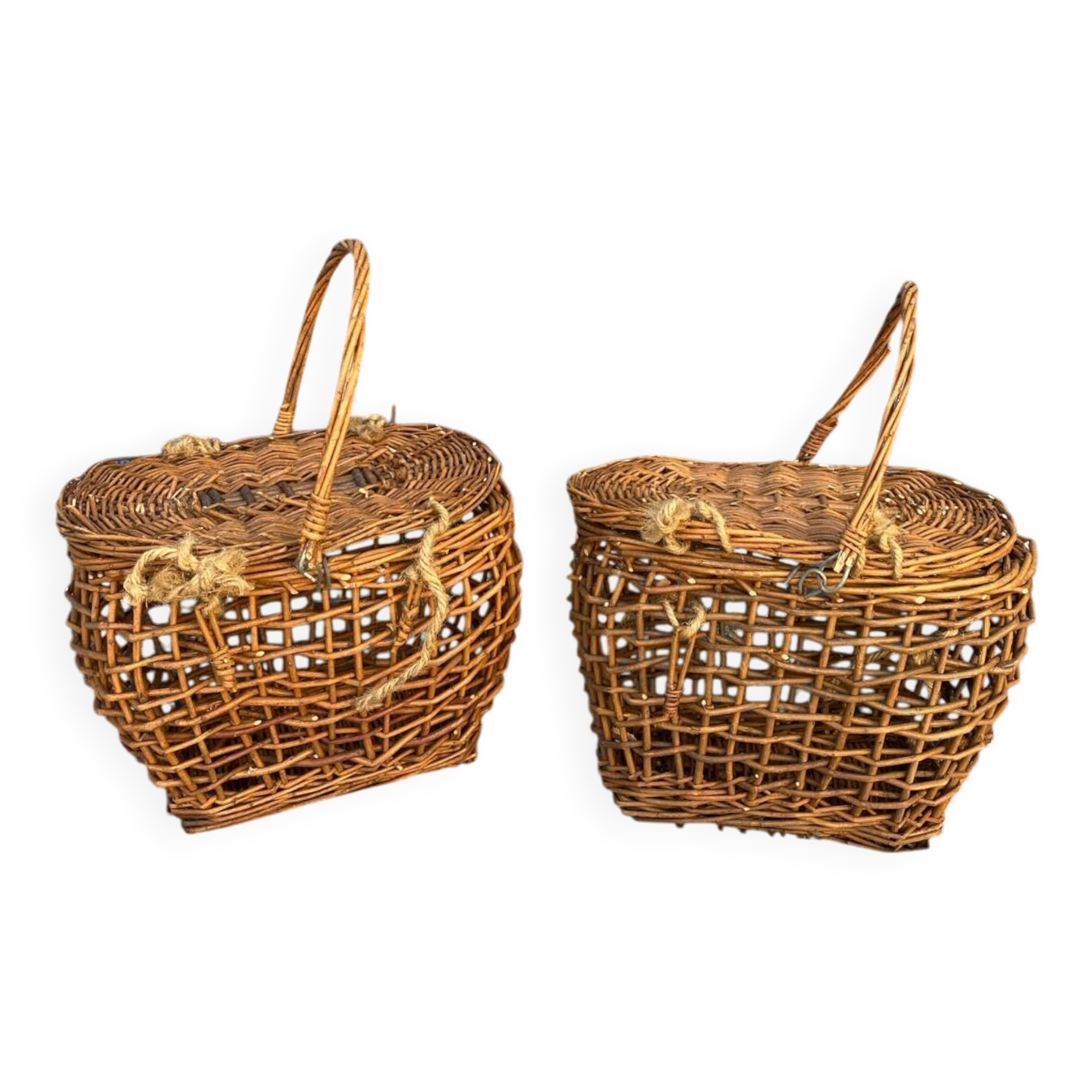 Lot de 2 petits paniers en osier tressés main