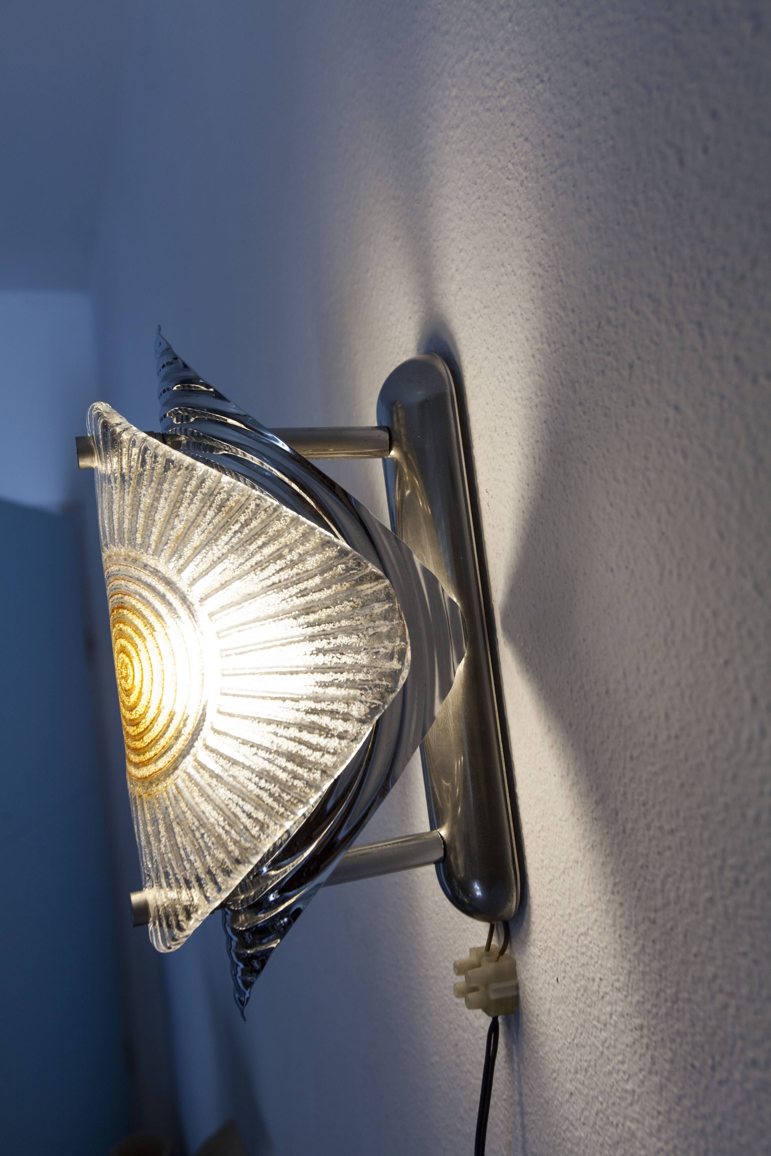 Rare Murano chrome sheet wall light 1960
