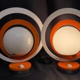 Pair of Vintage Table Lamps • Saturn • Steel and Glass • Space Age • 1960