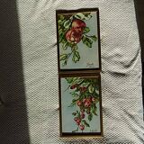 Set of 2 apple and cherry watercolors, framed