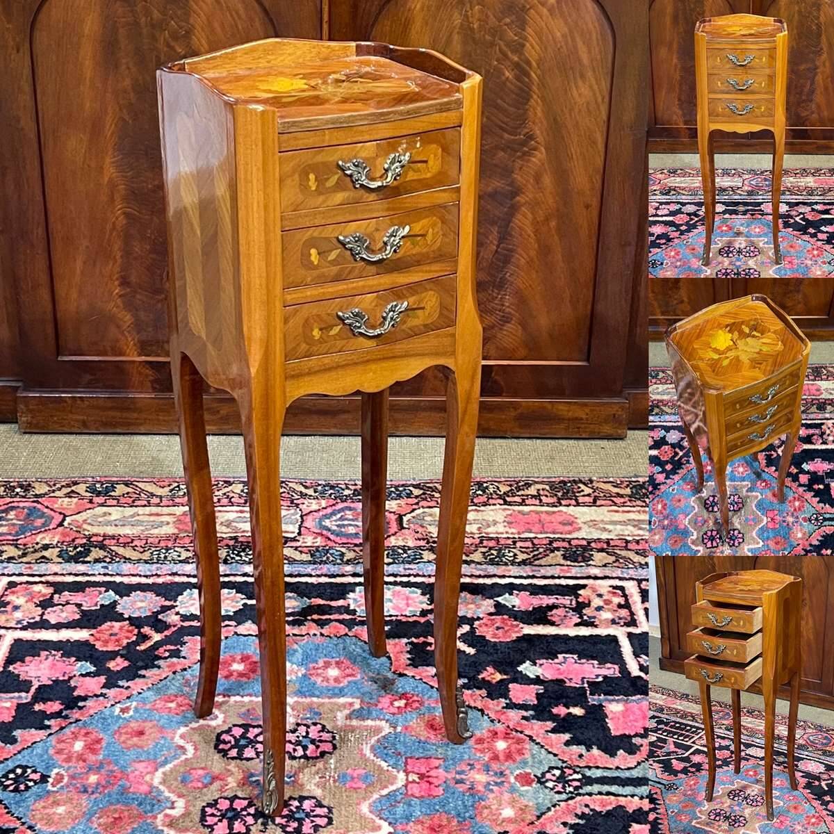 Louis XV style bedside table in rosewood and oak from the 1970s.