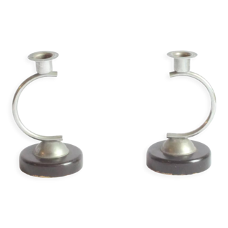 Art deco arc shaped candle stick holders 1930s
