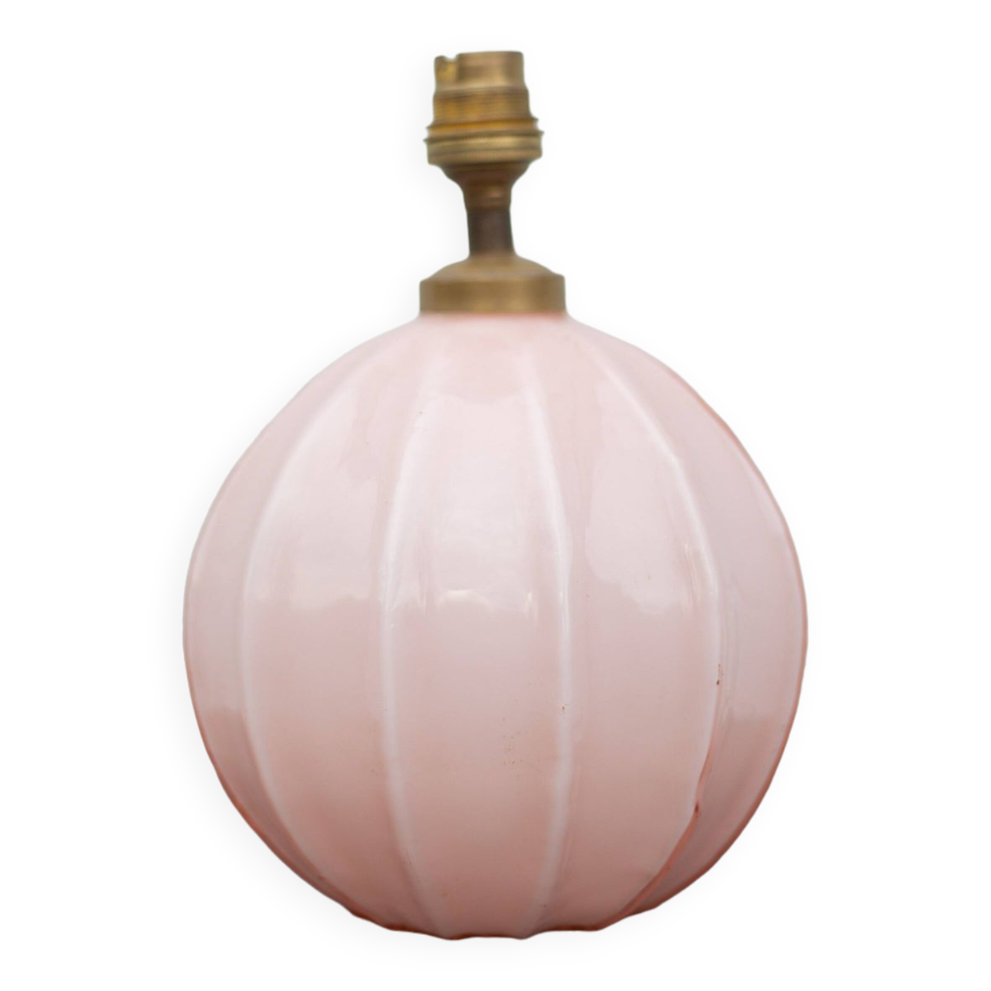 Lampe art déco, lampe à poser, lampe boule opaline rose, lampe de chevet, lampe d'appoint, 40's